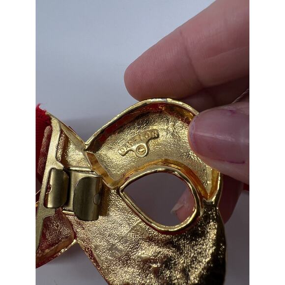Vintage Day-Lor Gold Infinity Red Buckle Red Stretch Belt 80s retro beaded Med. - Picture 4 of 8